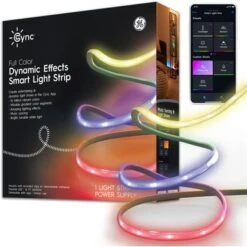 GE - CYNC 16 Foot Indoor Bluetooth/Wi-Fi Color Changing Smart LED Light Strip - Full Color