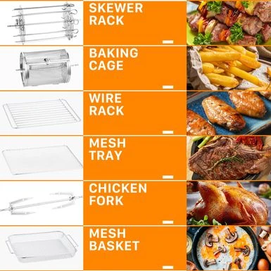 15 Qt. Black Air Fryer Oven With Rotisserie,Dehydrator, 8 Accessories - Black 7 15 Qt. Black Air Fryer Oven With Rotisserie,Dehydrator, 8 Accessories - Black - Image 5