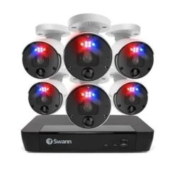 Swann - Pro Enforcer 8-Channel 4-Dome Camera Indoor/Outdoor PoE Wired 4K UHD 2TB HDD NVR Security Surveillance System - White