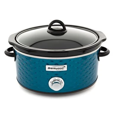 Brentwood Scallop Pattern 4.5 Quart Slow Cooker In Blue - Blue 3 Brentwood Scallop Pattern 4.5 Quart Slow Cooker In Blue - Blue