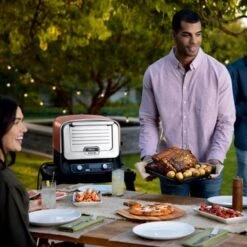 Ninja - Woodfire 8-in-1 Outdoor Oven, 700°F High Heat Roaster, Pizza Oven, BBQ Smoker With Woodfire Technology - Terracotta Red -Techhome Appliances Store 24ef08bb aacc 511d b77e 58772a67cd09