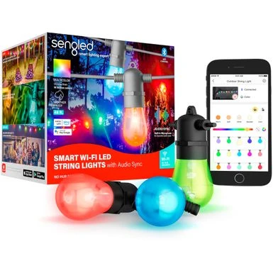 Sengled - Wi-Fi Bluetooth String Lights With Audio Sync - 48FT - Multicolor 3 Sengled - Wi-Fi Bluetooth String Lights With Audio Sync - 48FT - Multicolor