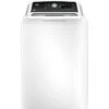 GE - 4.5 Cu Ft Top Load Washer With Water Level Control, Deep Fill, Quick Wash, And Glass Lid - White On White
