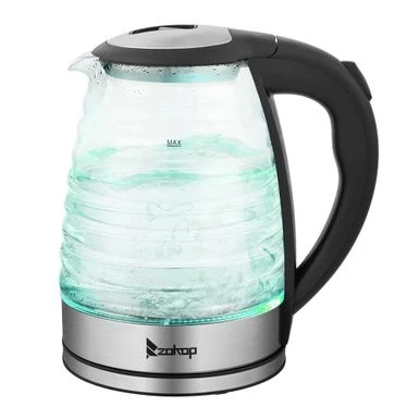 1.8L Stainless Steel Electric Kettle, Borosilicate Glass Kettle - Black+Silver 11 1.8L Stainless Steel Electric Kettle, Borosilicate Glass Kettle - Black+Silver - Image 9