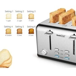 1550 W 4-Slice Silver Stainless Steel Wide Slot Toaster With Dual Control Panels - Silver -Techhome Appliances Store 5b63c916 1da2 4955 a6a1 71086e69b701