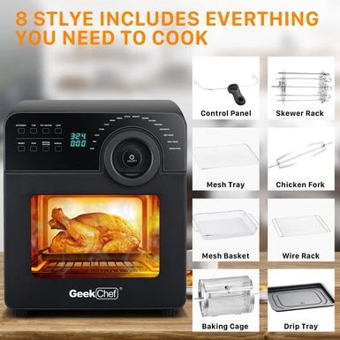 Digital 16-In-1 Air Fryer Toaster Oven - Black 11 Digital 16-In-1 Air Fryer Toaster Oven - Black - Image 9
