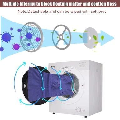 Household Dryer 5.5kg Drum Dryer With 1 Filter Mesh Cotton-White - White 4 Household Dryer 5.5kg Drum Dryer With 1 Filter Mesh Cotton-White - White - Image 2