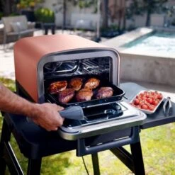 Ninja - Woodfire 8-in-1 Outdoor Oven, 700°F High Heat Roaster, Pizza Oven, BBQ Smoker With Woodfire Technology - Terracotta Red -Techhome Appliances Store 862f9b69 d79f 58d8 8dae a2faf1c50a37