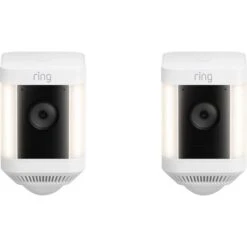 Ring - Spotlight Cam Plus 2-pack Camera Indoor/Outdoor Wireless 1080p Security Cameras - White