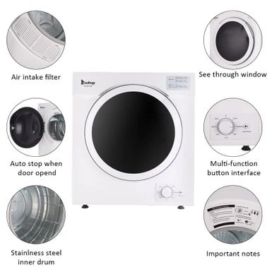 Household Dryer 5.5kg Drum Dryer With 1 Filter Mesh Cotton-White - White 5 Household Dryer 5.5kg Drum Dryer With 1 Filter Mesh Cotton-White - White - Image 3