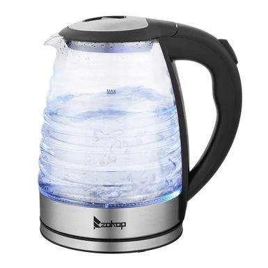 1.8L Stainless Steel Electric Kettle, Borosilicate Glass Kettle - Black+Silver 14 1.8L Stainless Steel Electric Kettle, Borosilicate Glass Kettle - Black+Silver - Image 12