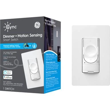 GE - CYNC Dimmer + Motion Sensor Smart Switch, No Neutral Wire Required, Bluetooth And 2.4 GHz Wifi (Packing May Vary) - White 3 GE - CYNC Dimmer + Motion Sensor Smart Switch, No Neutral Wire Required, Bluetooth And 2.4 GHz Wifi (Packing May Vary) - White
