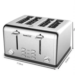 1550 W 4-Slice Silver Stainless Steel Wide Slot Toaster With Dual Control Panels - Silver -Techhome Appliances Store c67758c4 a2f4 4bee b23f 06ae4914c676