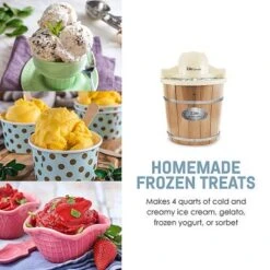 Elite Gourmet - 4 Qt Old Fashioned Electric Ice Cream Maker - Cream