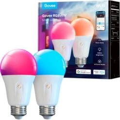 Govee - Wi-Fi 1200LM RGBWW LED Bulb (2-Pack) - RGB