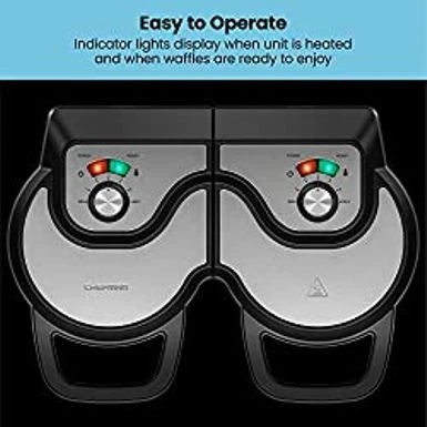 Chefman Double Waffle Maker, 2 At A Time 6-Inch Belgian Waffle Maker With Mess Free Moat And 7 Shade Settings Temp Control, Electric Non Stick Waffle Iron Griddle, Hashbrowns, Keto Chaffle Maker 8 Chefman Double Waffle Maker, 2 At A Time 6-Inch Belgian Waffle Maker With Mess Free Moat And 7 Shade Settings Temp Control, Electric Non Stick Waffle Iron Griddle, Hashbrowns, Keto Chaffle Maker - Image 6