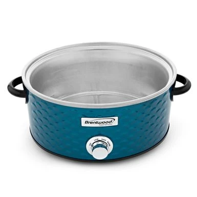 Brentwood Scallop Pattern 4.5 Quart Slow Cooker In Blue - Blue 7 Brentwood Scallop Pattern 4.5 Quart Slow Cooker In Blue - Blue - Image 5