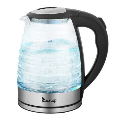 1.8L Stainless Steel Electric Kettle, Borosilicate Glass Kettle - Black+Silver 22 1.8L Stainless Steel Electric Kettle, Borosilicate Glass Kettle - Black+Silver - Image 20