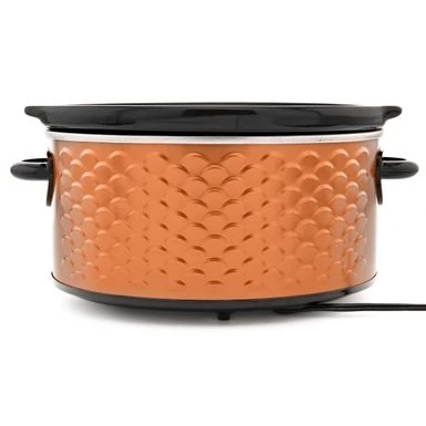 Brentwood Scallop Pattern 4.5 Quart Slow Cooker In Copper - Orange 6 Brentwood Scallop Pattern 4.5 Quart Slow Cooker In Copper - Orange - Image 4