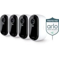 Arlo - Essential 4-Camera Outdoor Wireless 2K Security Camera (2nd Generation) With Yard Sign - White